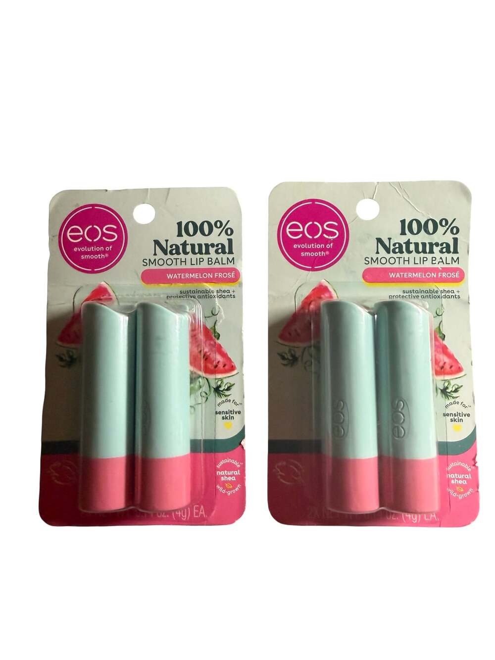 eos 100% Natural Smooth Lip Balm Watermelon Frosé 2-Pack (2 Sets-4 Sticks Total)